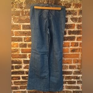New FP Free People Size 29 Wide Leg Denim Blue Jeans